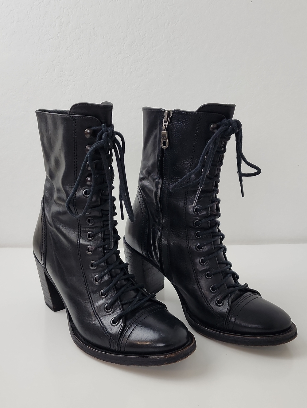 Halo Heeled Lace Up Boots Black Size 38